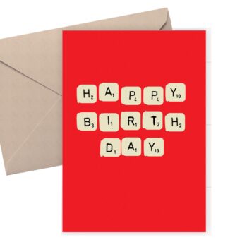 Birthday card - scrabble birthday card - red