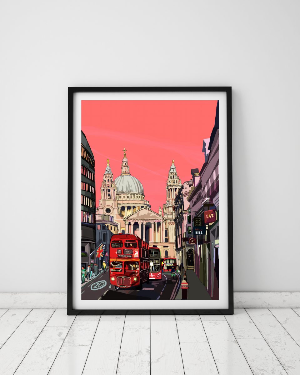 St Pauls Cathedral (Pink Sky) London Art Print