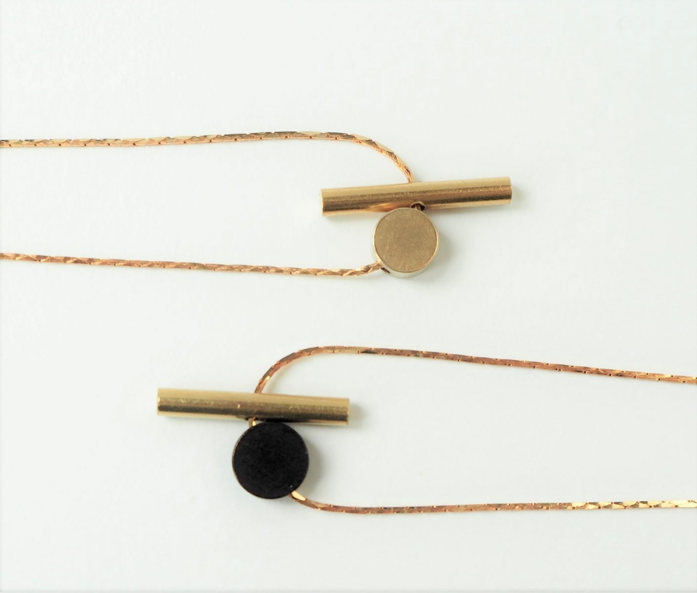 Brass Cylinder and Disc necklace