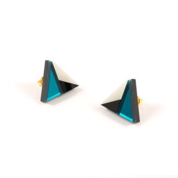 FORM011 Earrings – Teal, Black, Ivory