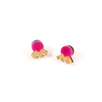 FORM013 Earrings - Pink, Gold (Copy)