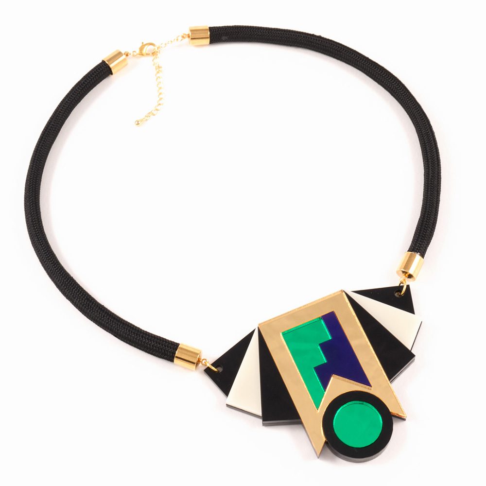 FORM019 Necklace - Gold, Purple, Green