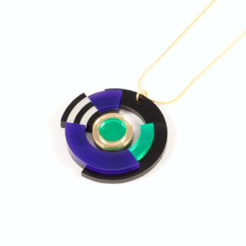 FORM026 Necklace - Gold, Purple, Green