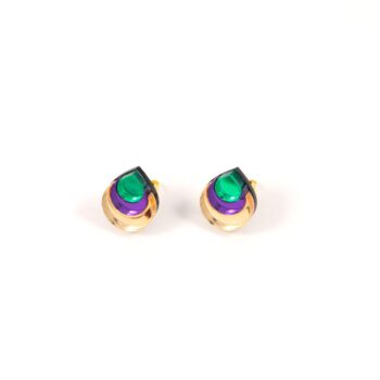 FORM031 Earrings - Gold, Purple, Green