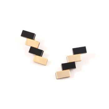 FORM033 Earrings - Black, Gold