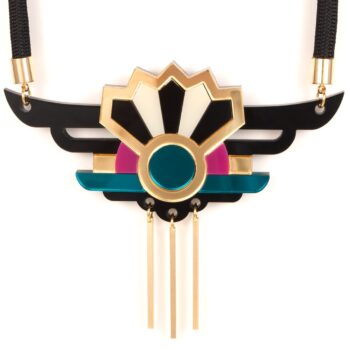 FORM038 Necklace - Gold, Teal, Pink