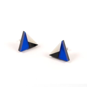 FORM011 Earrings – Blue, Black, Ivory