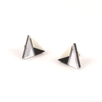 FORM011 Earrings – Silver, Black, Ivory