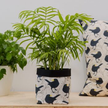 Blackbird Print Textile Plant Pot