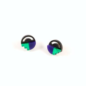 FORM022 Earrings – Green, Purple