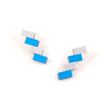 FORM033 Earrings - Silver, Skyblue
