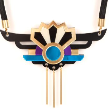 FORM038 Necklace - Gold, Skyblue, Purple