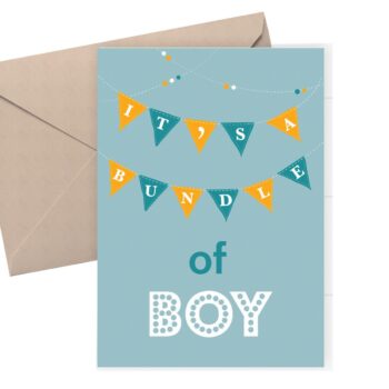New baby card - bunting card - congratulations it's a boy