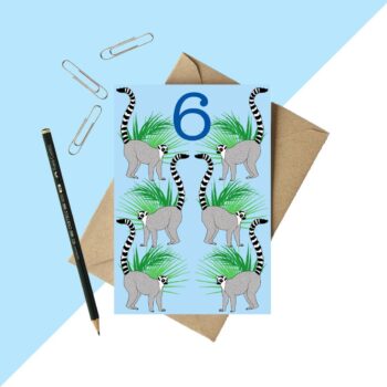 Age 6 Ringtail Lemur Birthday card