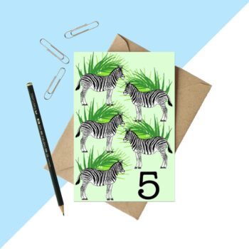 Age 5 Zebra Birthday card