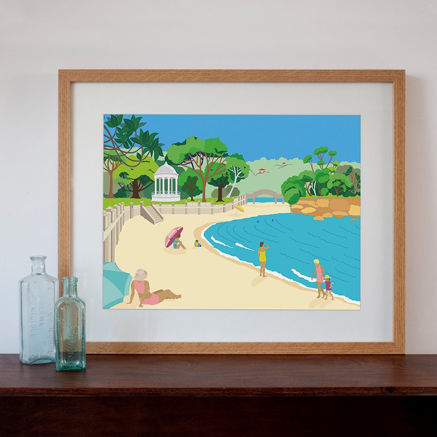 Balmoral Beach Sydney Modern Retro Art Print 30cm x 40cm