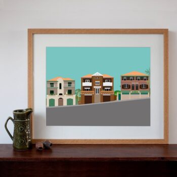 Clovelly Sydney 1930s Art Deco Flats on a Hill Retro Style Art Print 30cm x 40cm