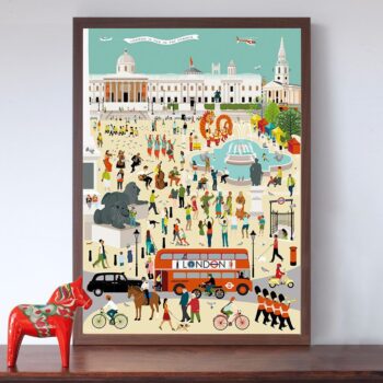 Out and About in London - Trafalgar Square A2 Art Print