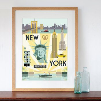Art Print of New York City Retro Travel Poster Style