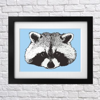 Raccoon Print - animal print - north american animal - cute print - illustrated print - digital print - large print - modern print