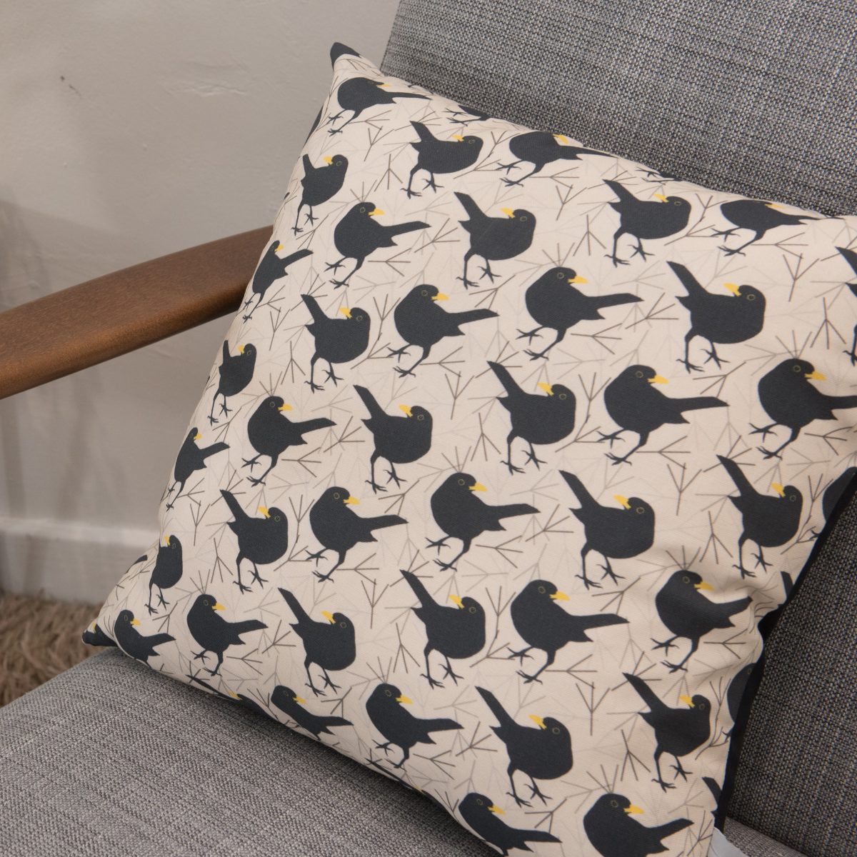 Blackbird Print Cushion