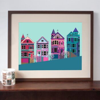 San Francisco Painted Ladies Art Print - Pink
