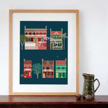 Australian Terraced Houses Art Print 30cm x 40cm