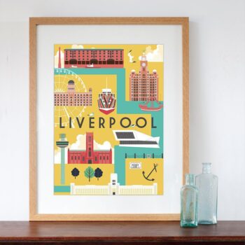 Liverpool City Art Print Retro Style 30cm x 40cm