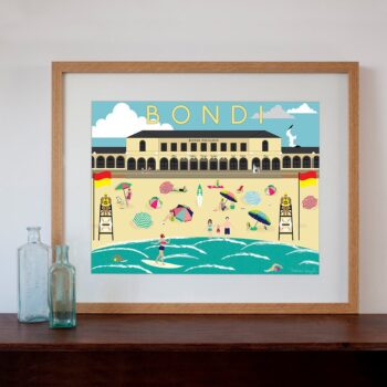 Bondi Beach Vintage Style Art Print 30cm x 40cm