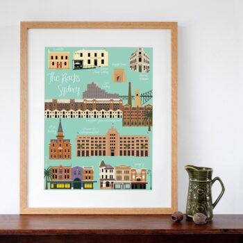 Retro Style Art Print of The Rocks area in Sydney