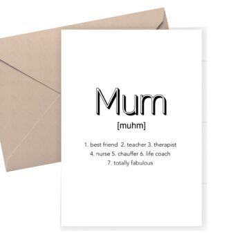 Mother's day card - black and white card for Mum