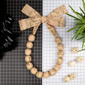 Chunky, Fabric Covered, Bead Necklace 'Silver Birch'
