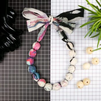 Chunky, Fabric Covered, Bead Necklace 'Dune grasses'