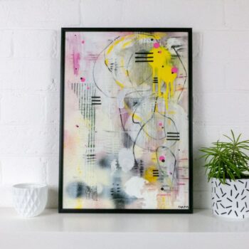 A3 framed original artwork - Urban Contemporary Art - 'Between the Lines'