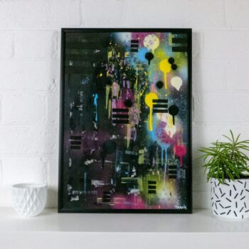 A3 framed original artwork - Urban Contemporary Art - 'City Lights'