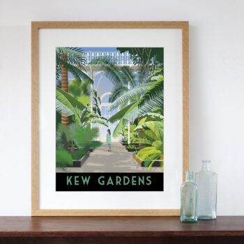 Kew Gardens Palm House London Retro Style Art Print 30cm x 40cm