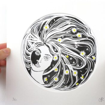 'He Loves Me, He Loves Me Not' Limited Edition Linocut Print