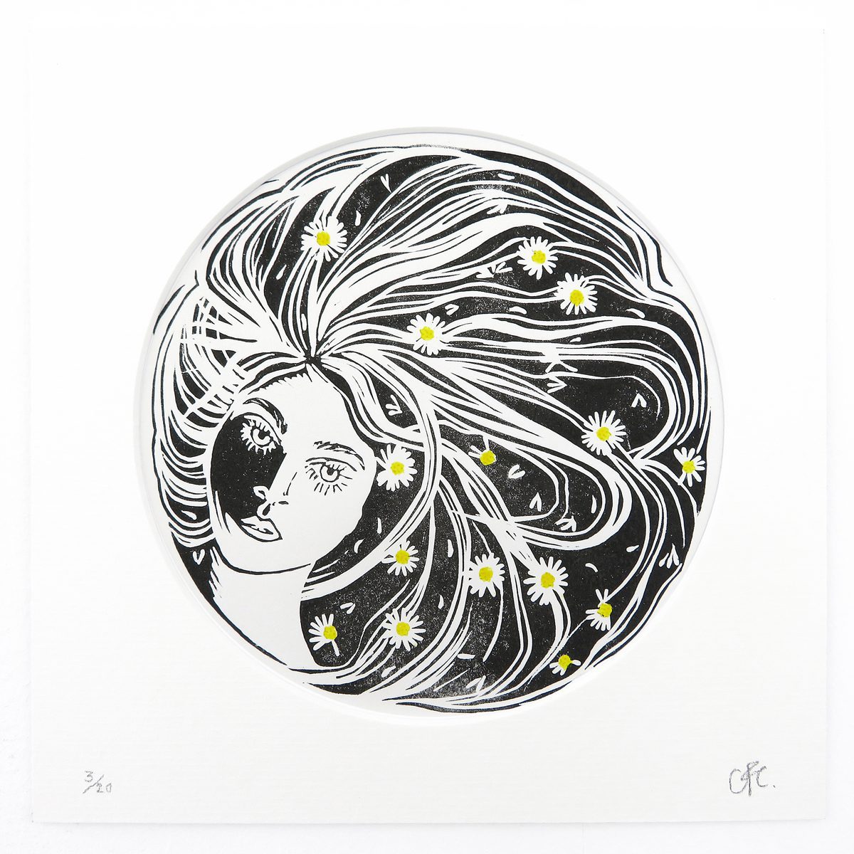 'He Loves Me, He Loves Me Not' Limited Edition Linocut Print