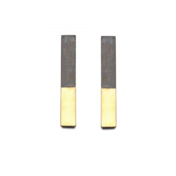 Oxidised silver & gold long rectangle studs