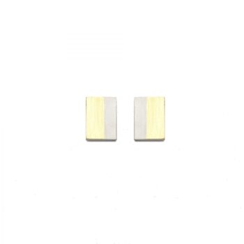 Silver & gold rectangle studs