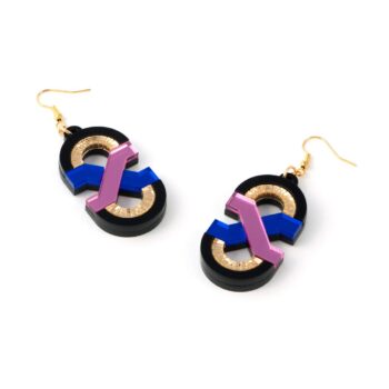 FORM041 Earrings - Babypink, Blue, Gold
