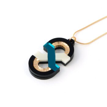 FORM042 Necklace - Teal, Ivory, Gold