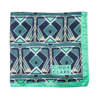 Silk Pocket Square - Francis Navy. Art Deco Gifts