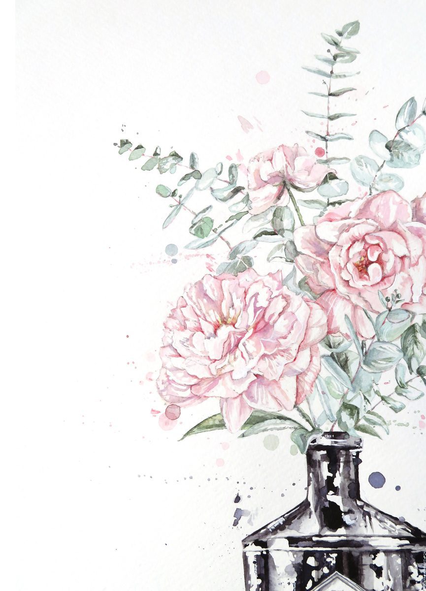 Bespoke Watercolour Painting - Bottle Vase