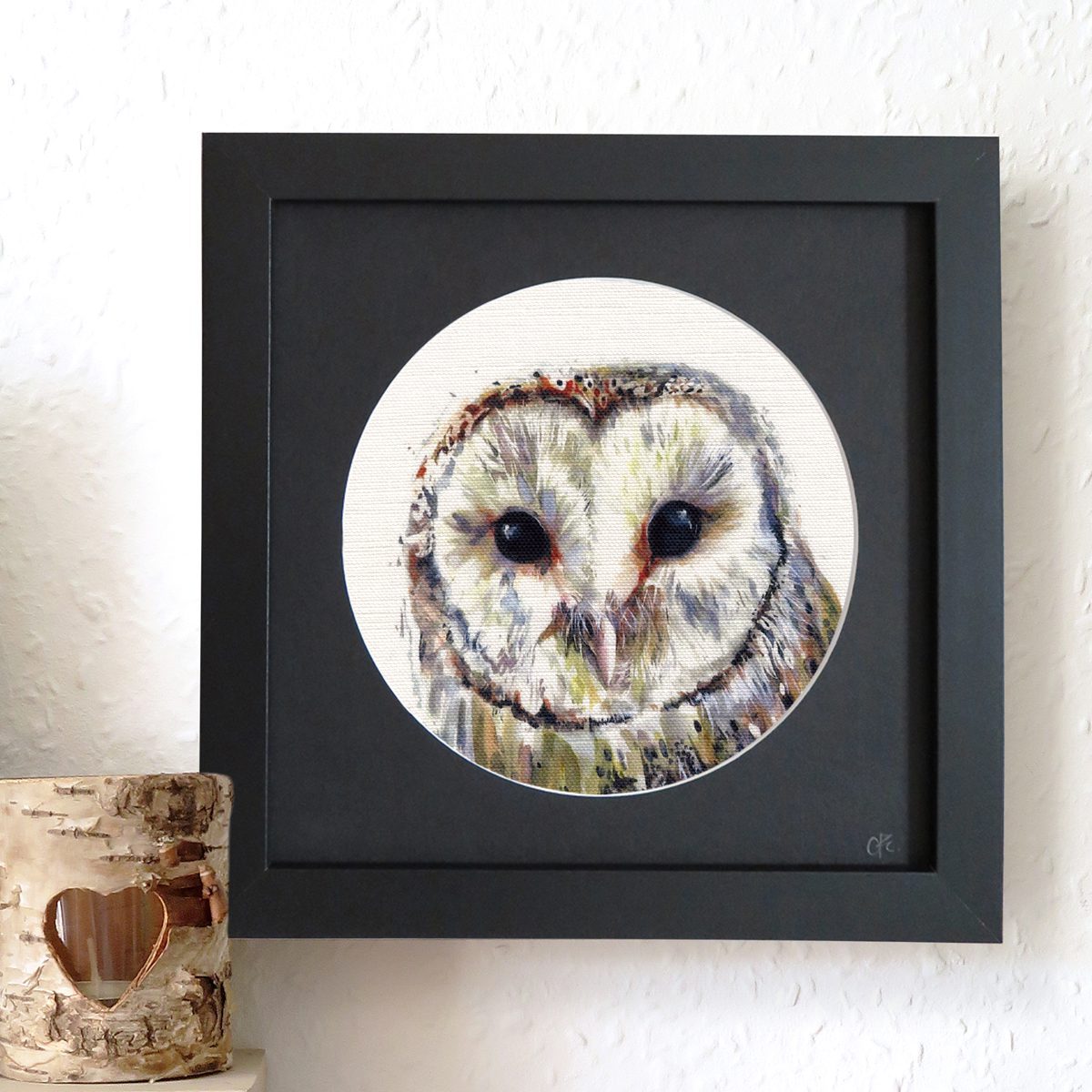 'Peeping Cherry The Owl' Cotton Linen Print