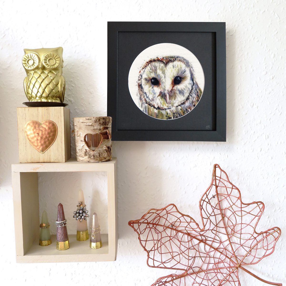'Peeping Cherry The Owl' Cotton Linen Print