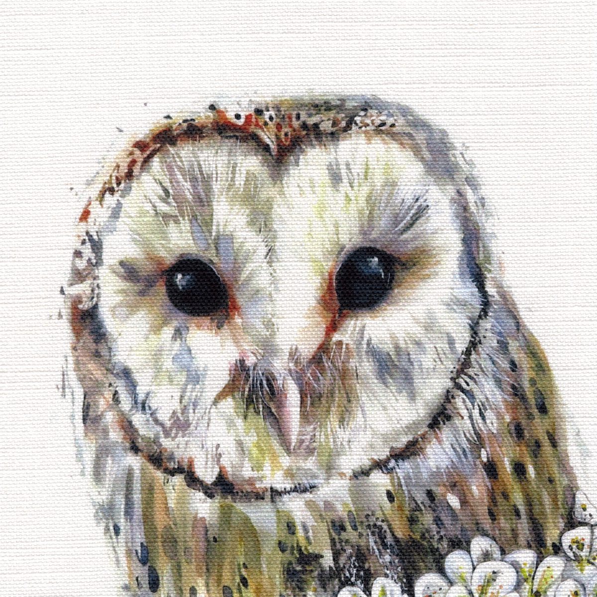 'Peeping Cherry The Owl' Cotton Linen Print