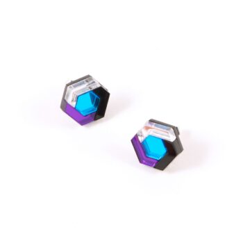 FORM043 Earrings - Mirror purple, Skyblue, Silver