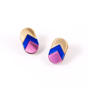 FORM044 Earrings - Gold, Blue, Babypink