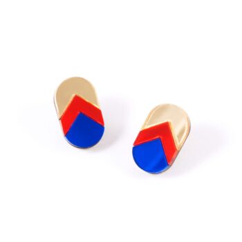 FORM044 Earrings - Gold, Orange, Blue